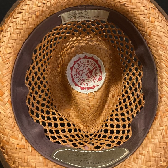 True Religion vintage straw Fedora, Embellished with metal studs, Suede brim OS - Picture 2 of 2